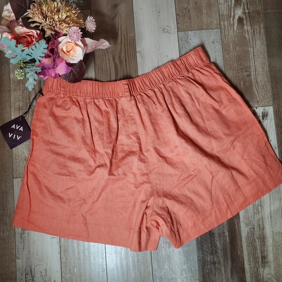 NWT Ava & Viv Plus Size Coral Red Linen Women's Shorts Size 1X - Picture 4 of 16